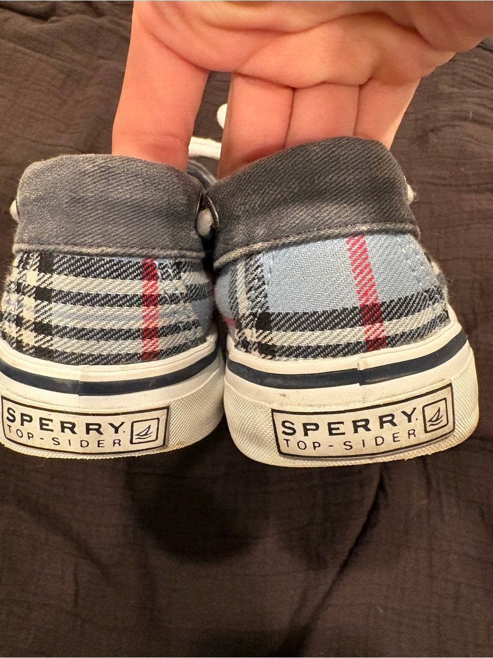 Women Sperry Top Slider  Blue Plaid Boat Shoes- Size 6 - Picture 4 of 10